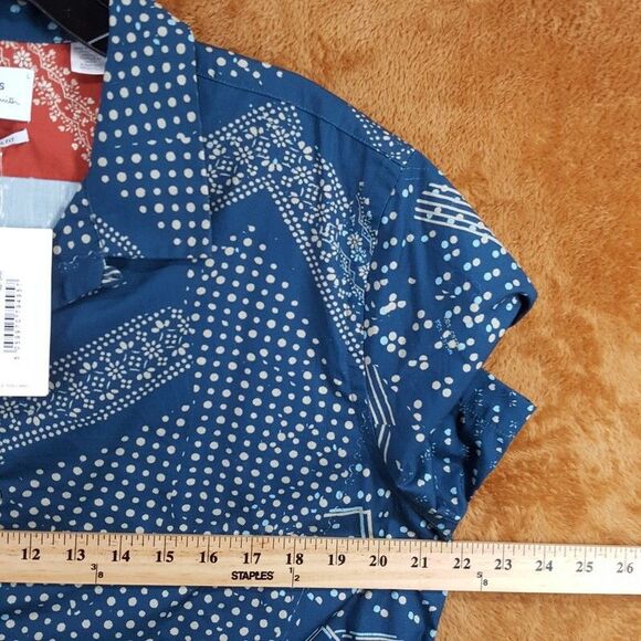PAUL SMITH Camp Shirt Mens Large Teal Button Up Casual Logo Short Sleeve $175 - Picture 6 of 8